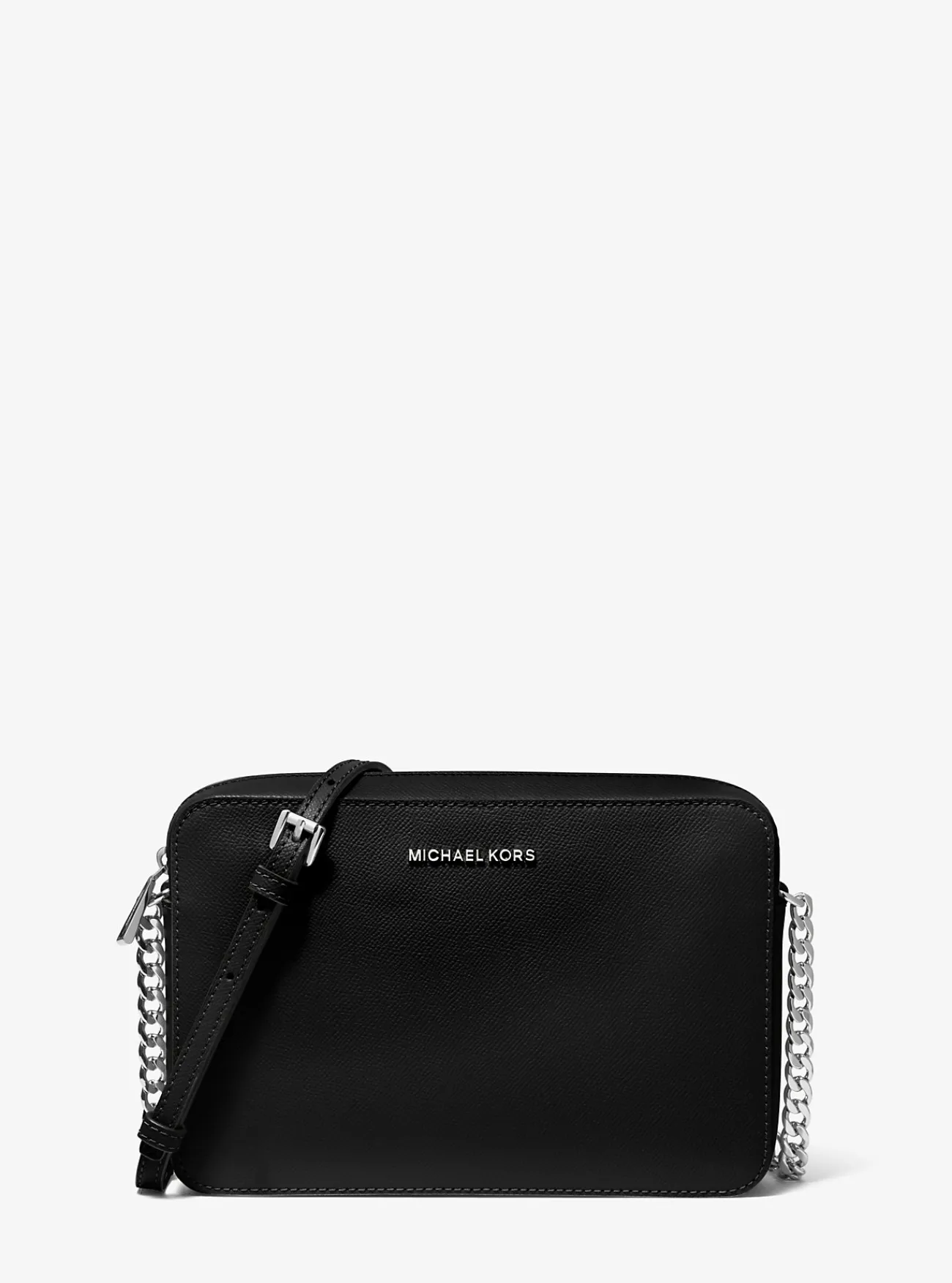 Michael Kors Crossbodytas Jet Set van saffianoleer, groot ZWART Clearance