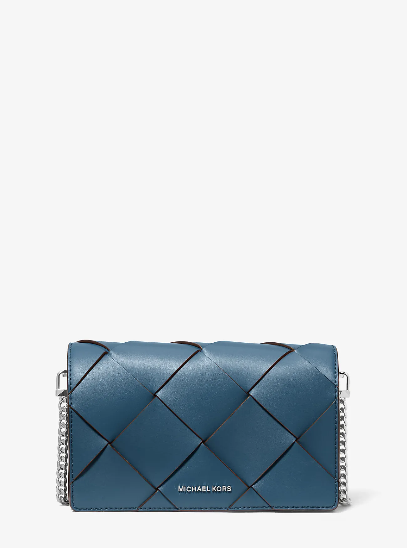 Michael Kors Crossbodytas Jet Set van geweven leer, middelgroot DONKERCHAMBRAY Outlet