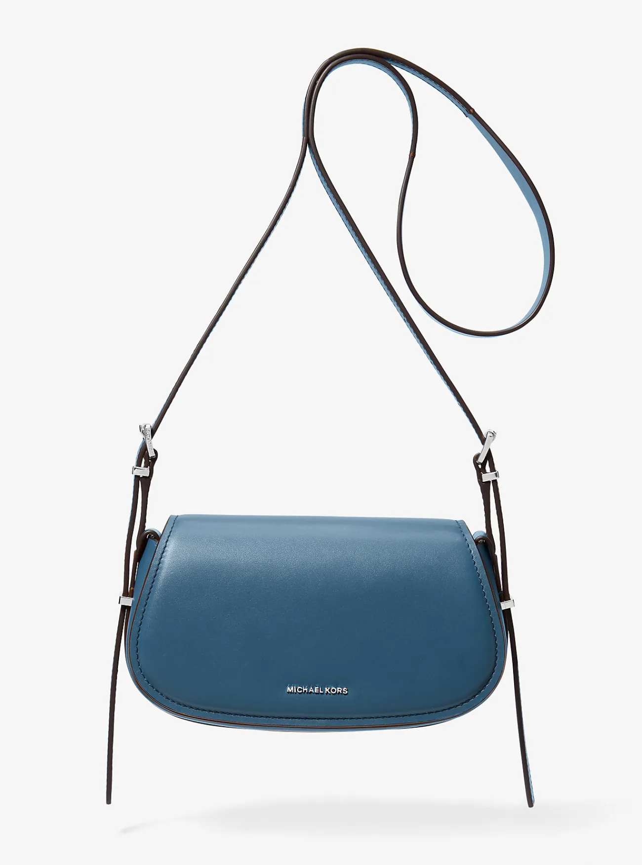 Michael Kors Crossbodytas Lydia van leer, klein DONKERCHAMBRAY Sale