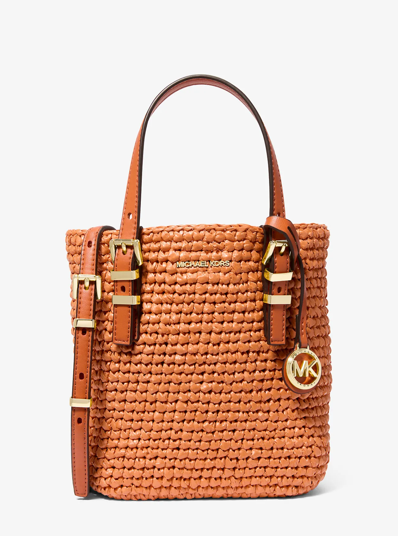 Michael Kors Crossbodytas Quinn van gehaakt stro, extra klein ORANJEPUNCH Online