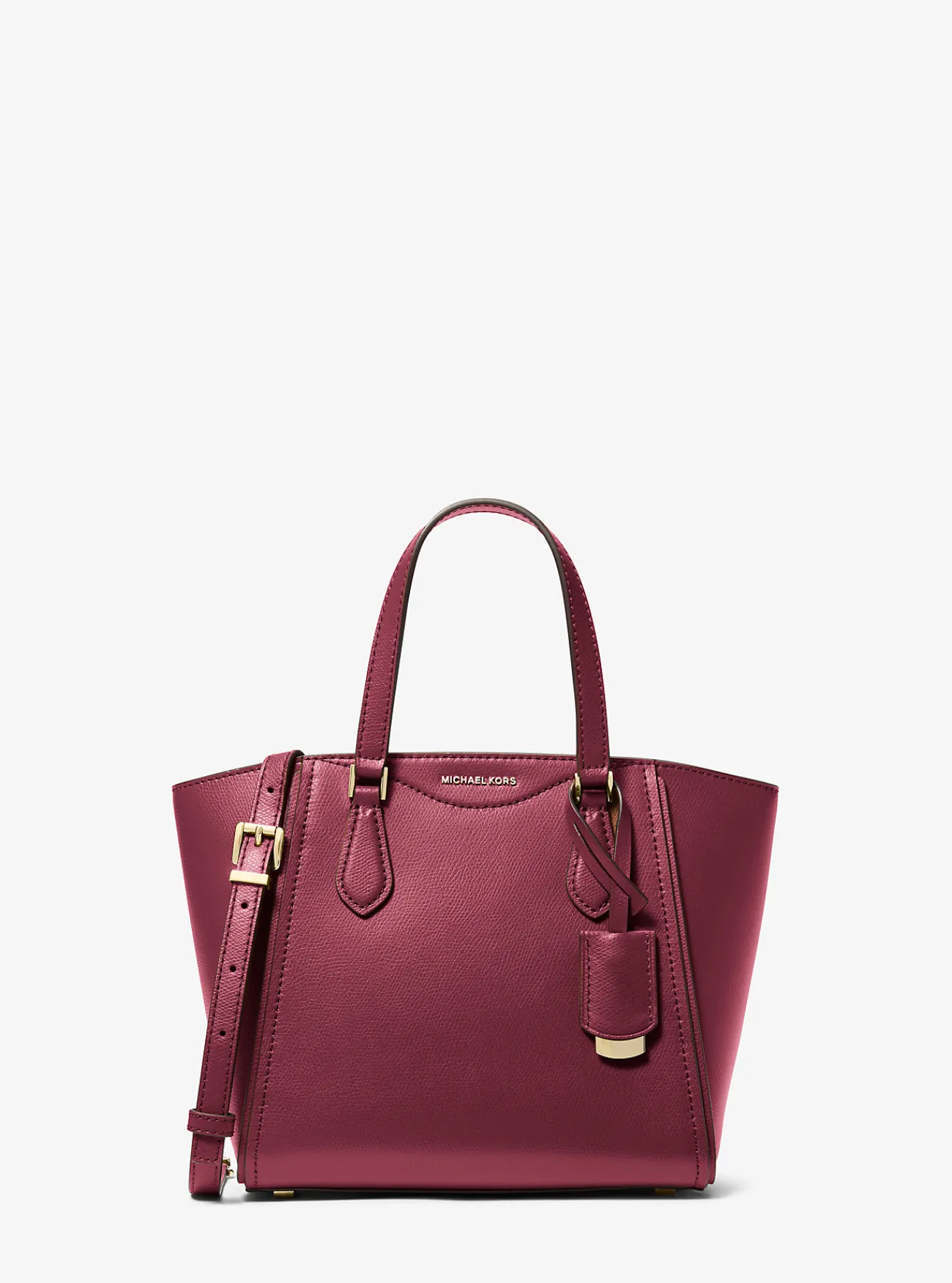 Michael Kors Crossbodytas Taryn van leer, aanpasbaar en klein MOERBEI Discount