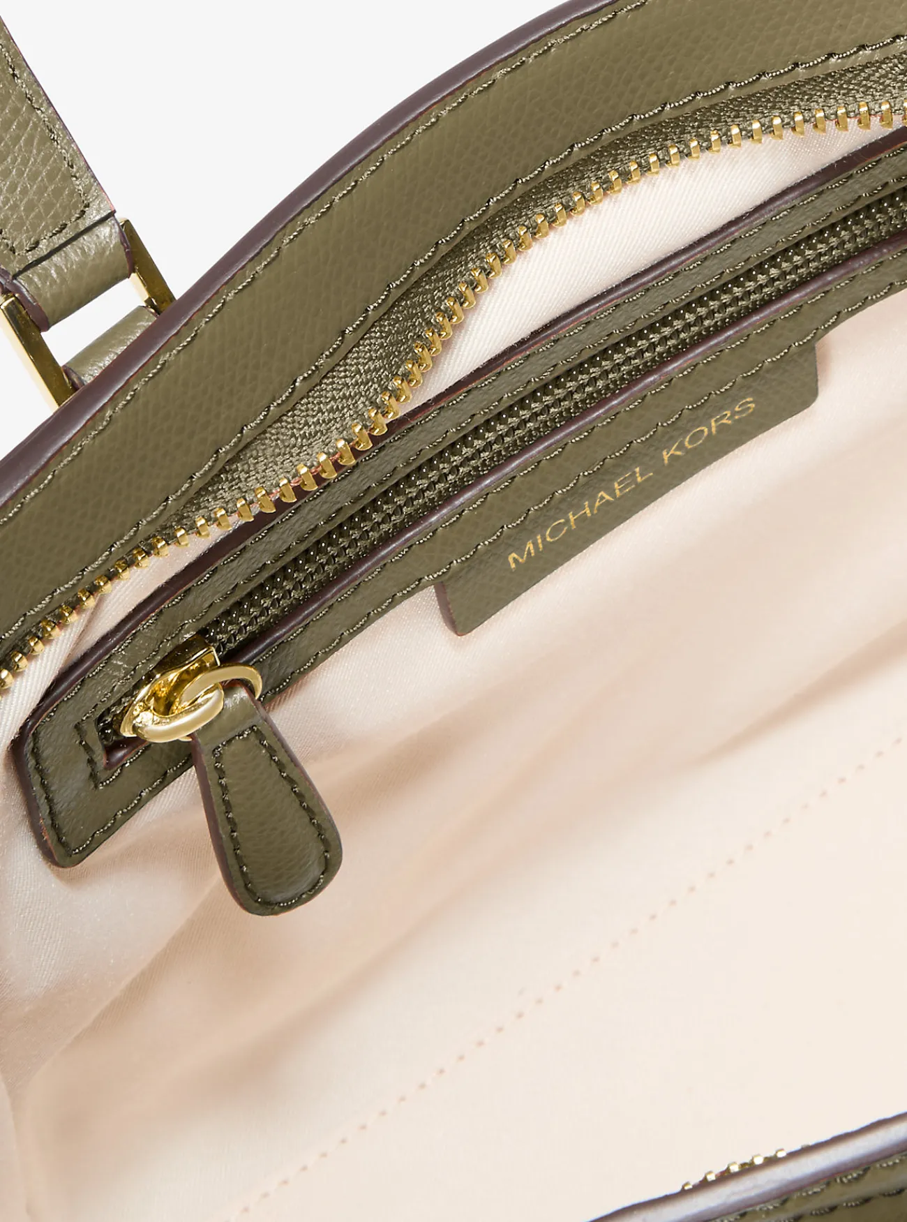 Michael Kors Crossbodytas Taryn van leer, aanpasbaar en klein SAFARIGROEN Clearance
