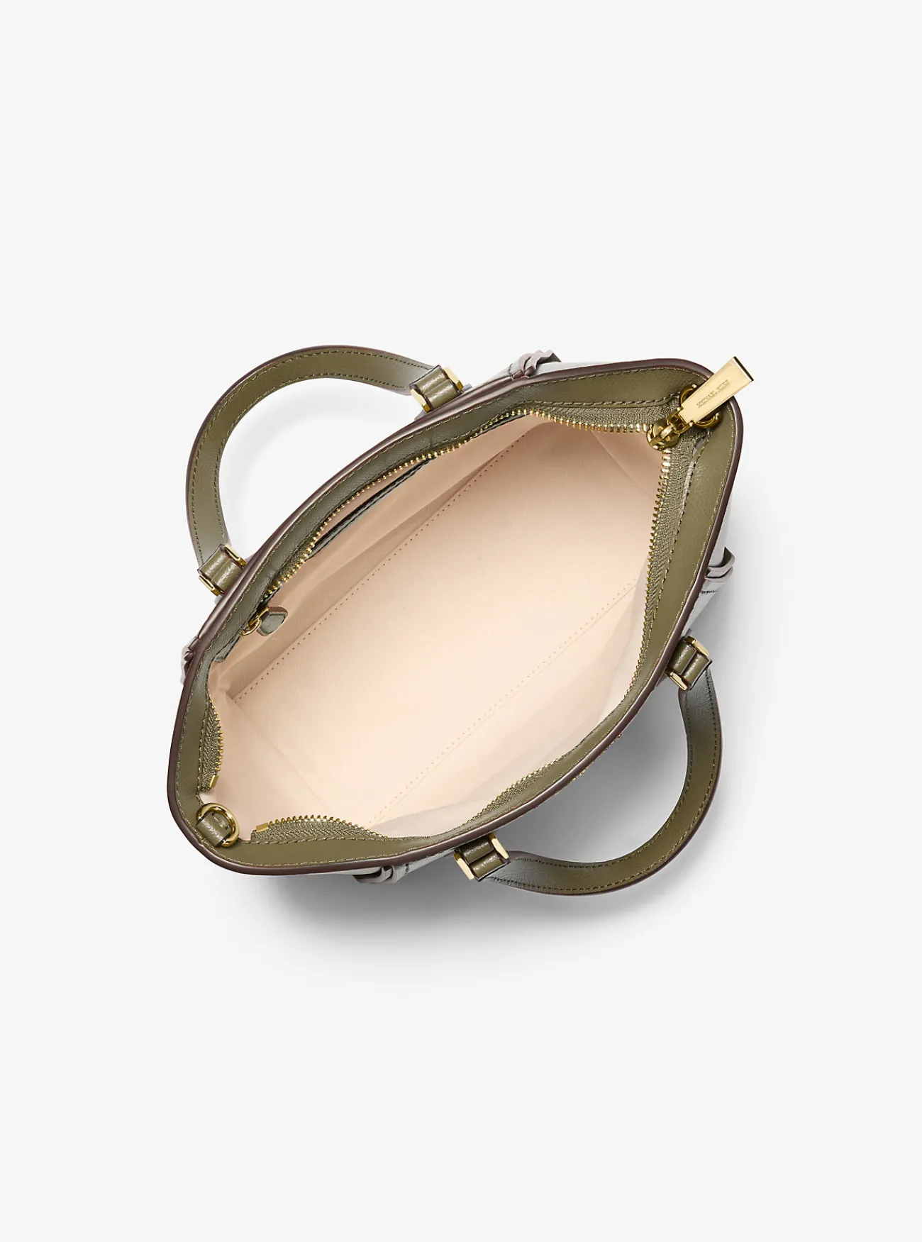 Michael Kors Crossbodytas Taryn van leer, aanpasbaar en klein SAFARIGROEN Clearance