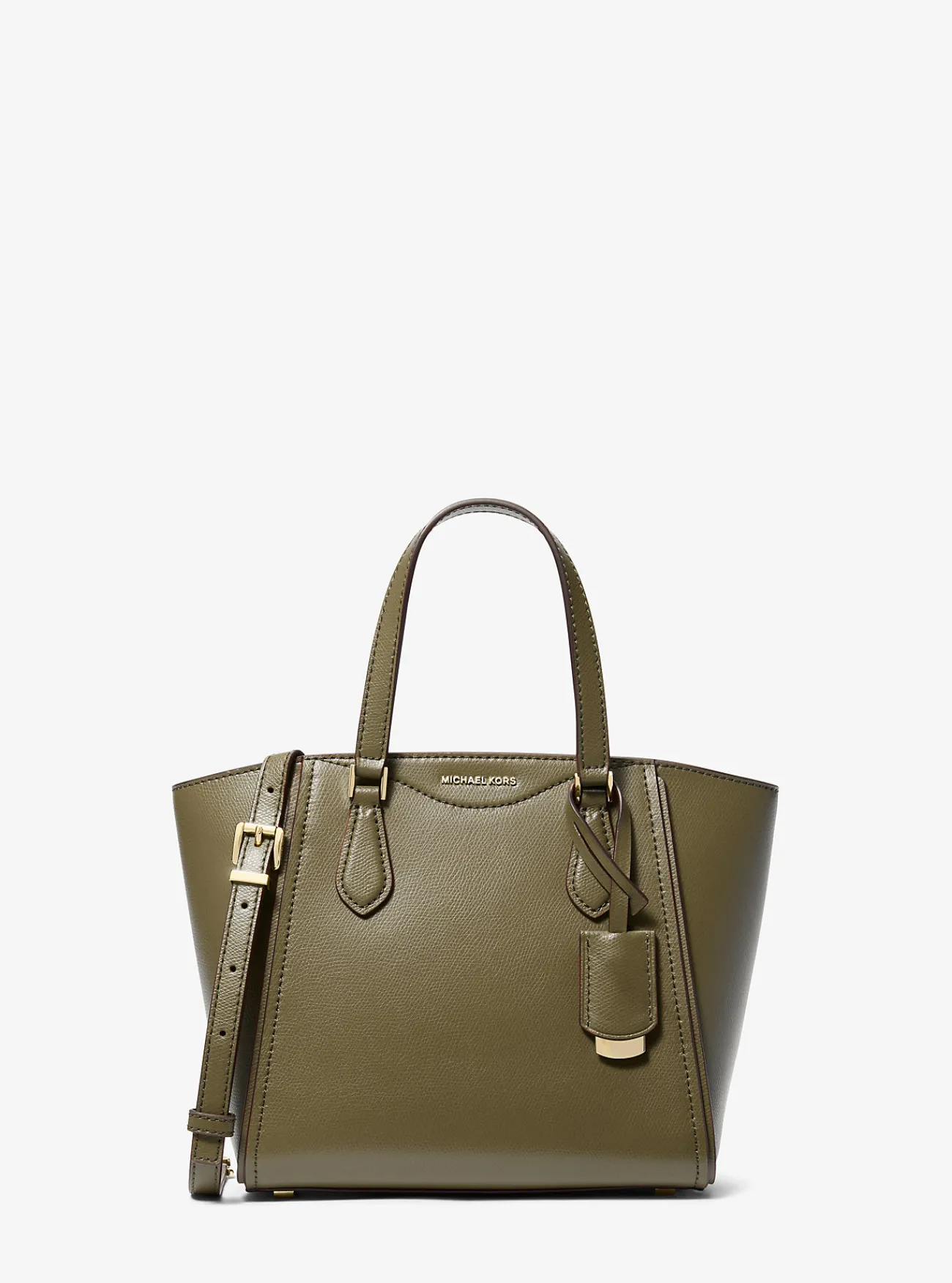 Michael Kors Crossbodytas Taryn van leer, aanpasbaar en klein SAFARIGROEN Clearance