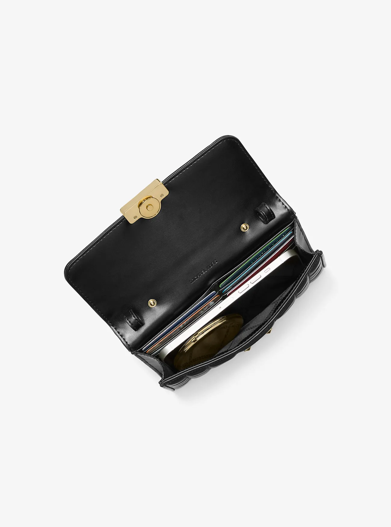 Michael Kors Crossbodytas Tribeca van leer ZWART New