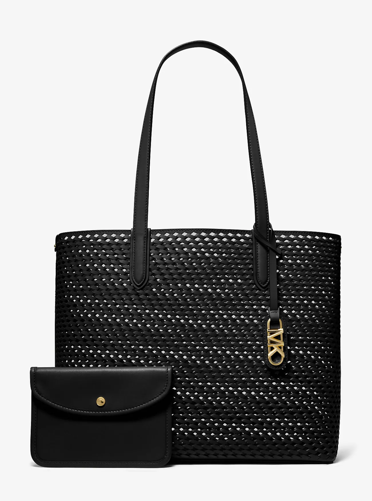 Michael Kors Draagtas Eliza van handgeweven leer, extra groot ZWART Outlet