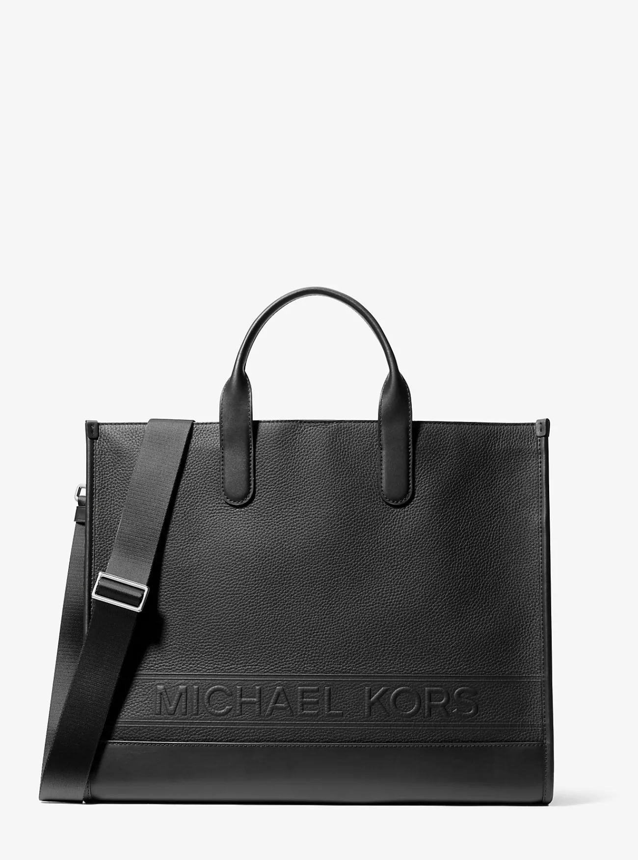 Michael Kors Draagtas Hudson van getrommeld leer ZWART New