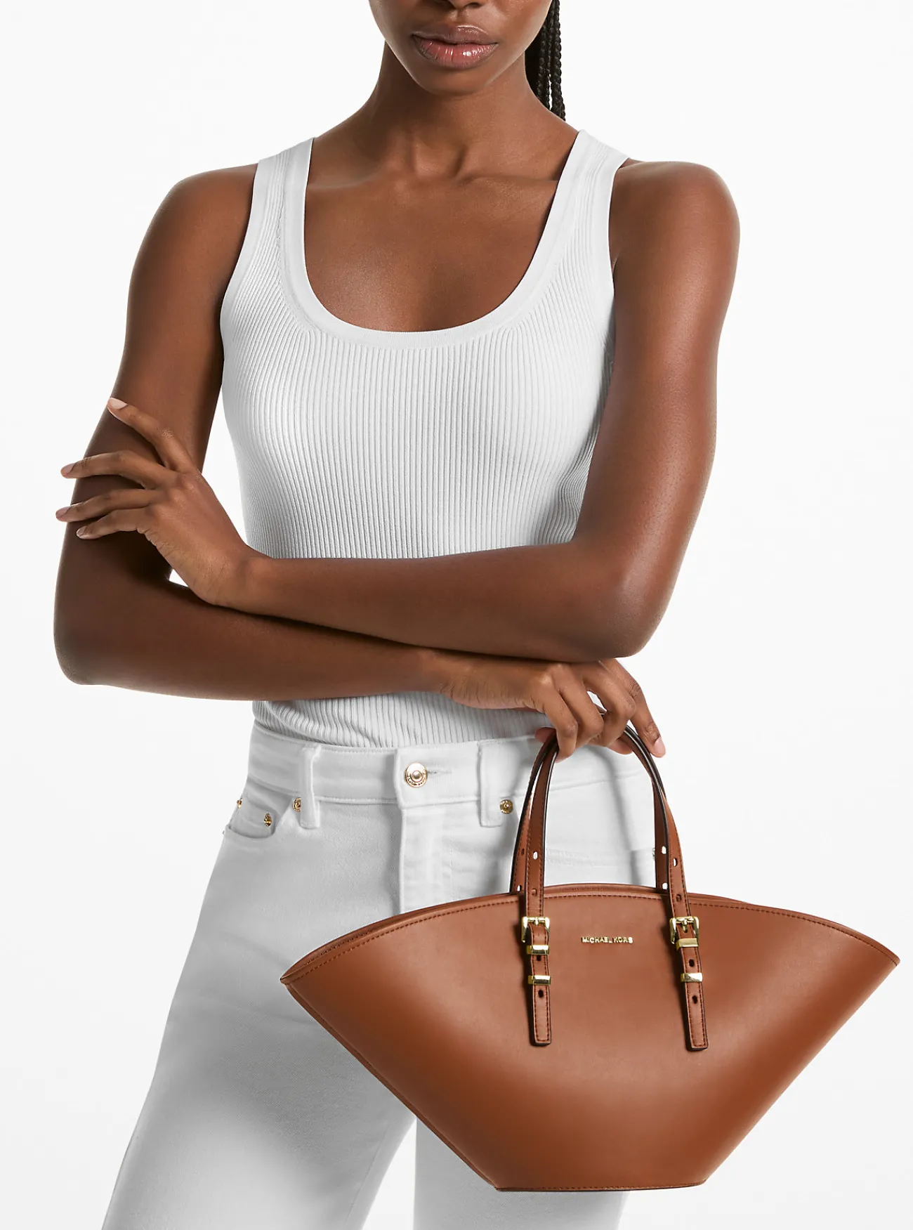 Michael Kors Draagtas Isa van leer, klein LUGGAGE Outlet