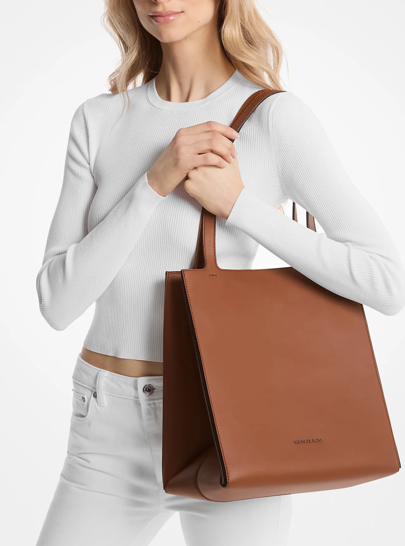 Michael Kors Draagtas Jordi van leer, groot LUGGAGE New