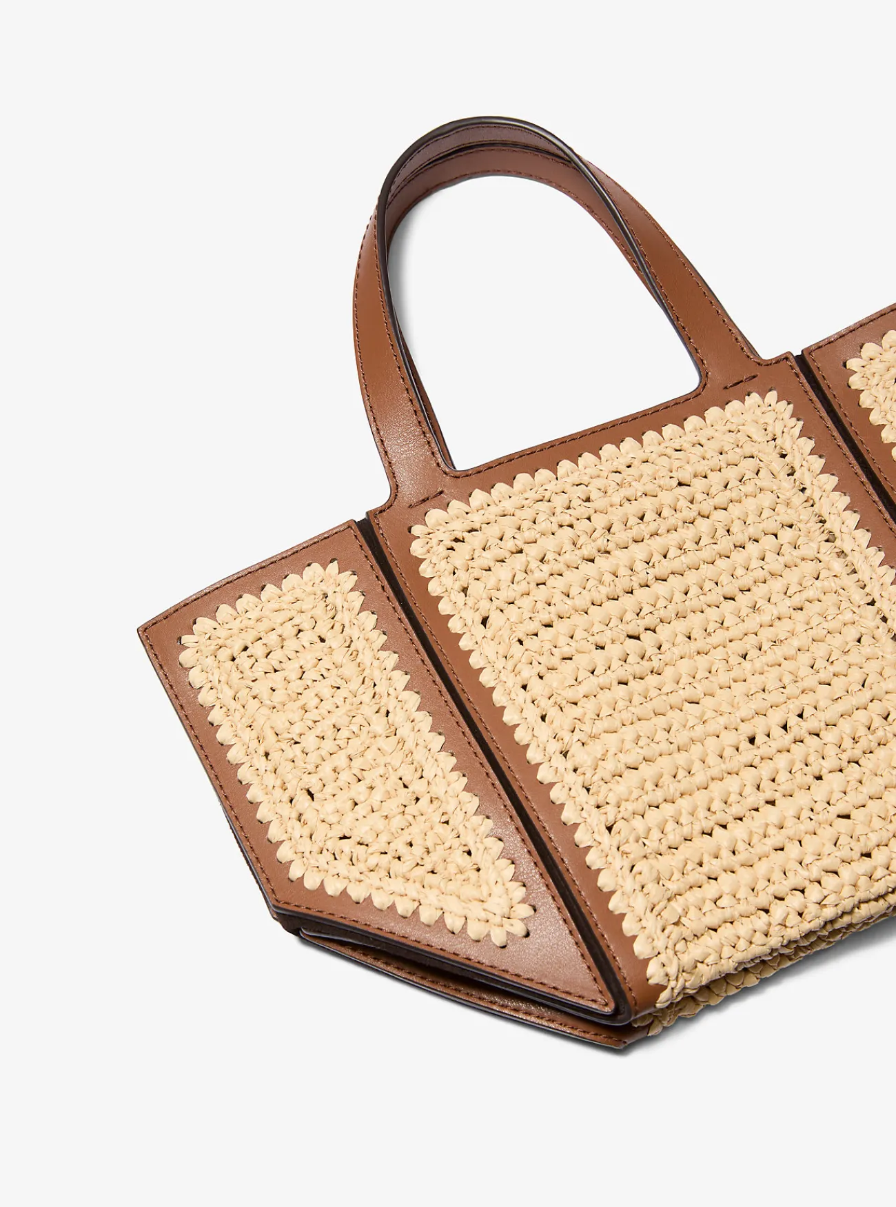 Michael Kors Draagtas Jordy van handgehaakt stro en leer, klein Online