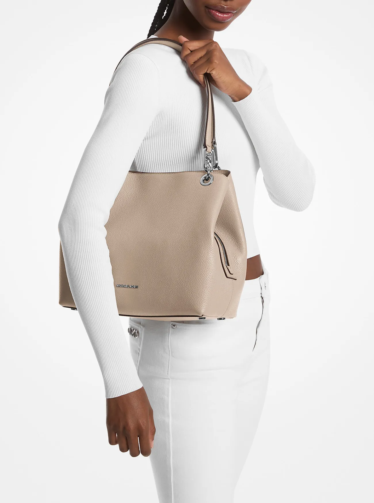 Michael Kors Draagtas Kensington van getrommeld leer, groot LICHTZAND New