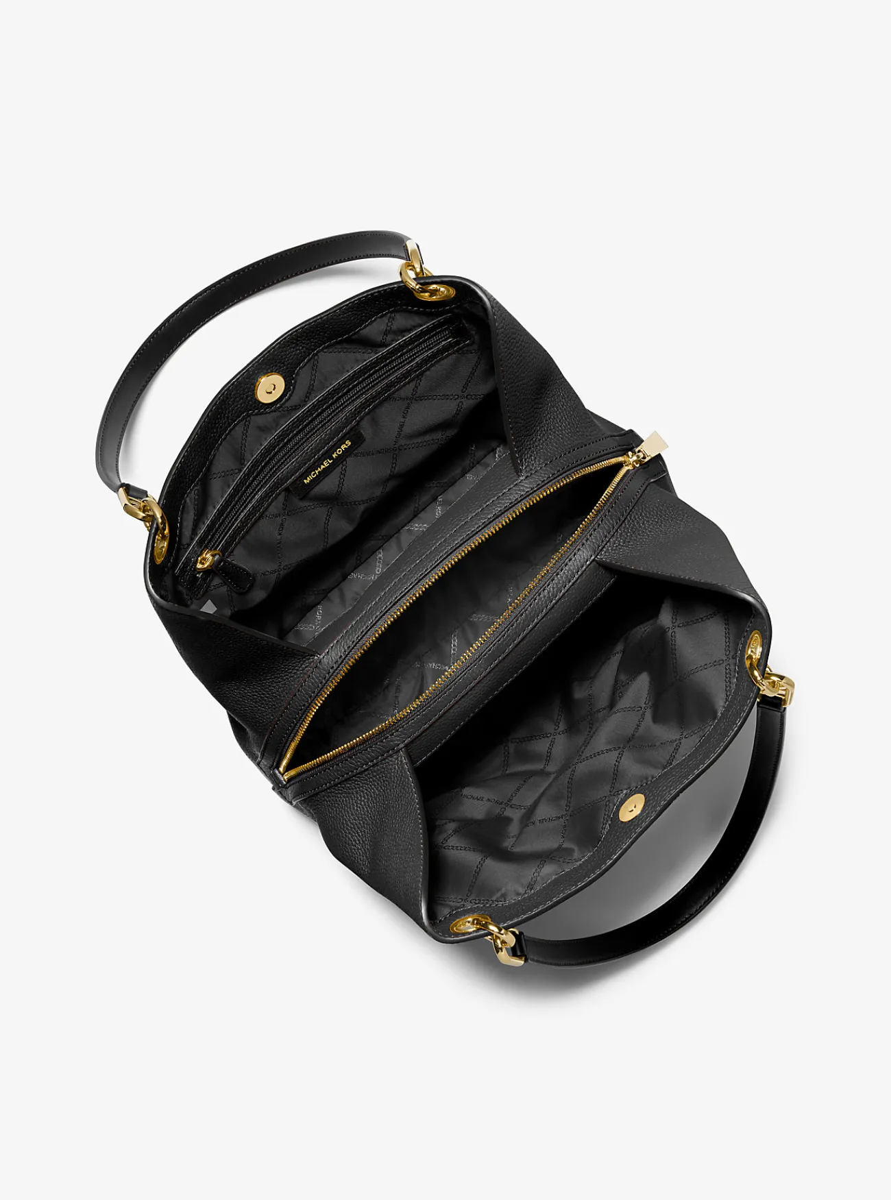 Michael Kors Draagtas Kensington van getrommeld leer, groot ZWART New