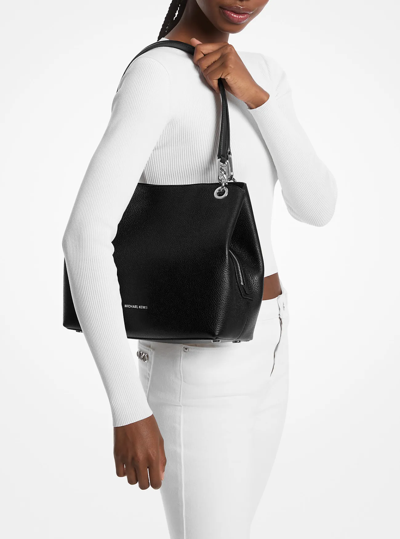 Michael Kors Draagtas Kensington van getrommeld leer, groot ZWART Best