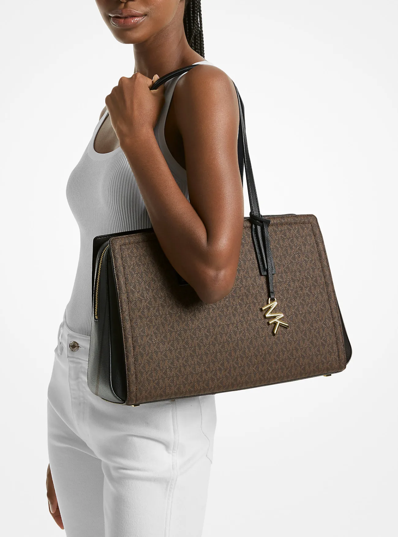 Michael Kors Draagtas Laila met kenmerkend logo, middelgroot New