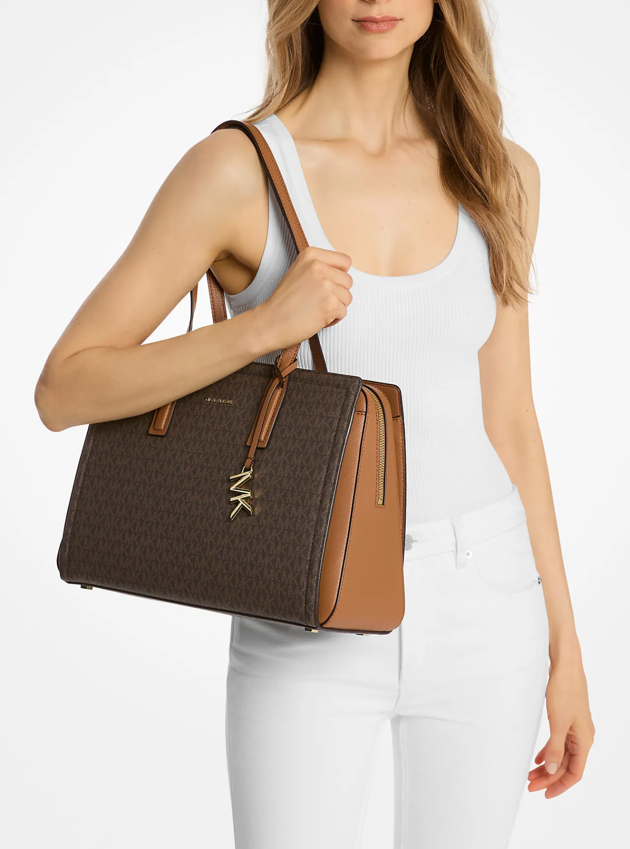 Michael Kors Draagtas Laila met kenmerkend logo, middelgroot Sale