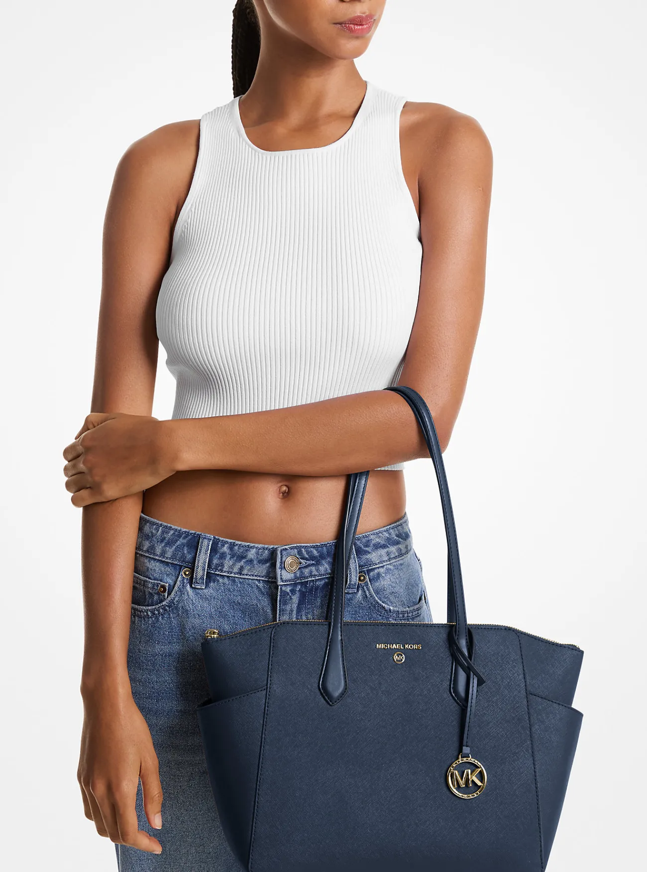 Michael Kors Draagtas Marilyn van saffianoleer, middelgroot MARINEBLAUW Best