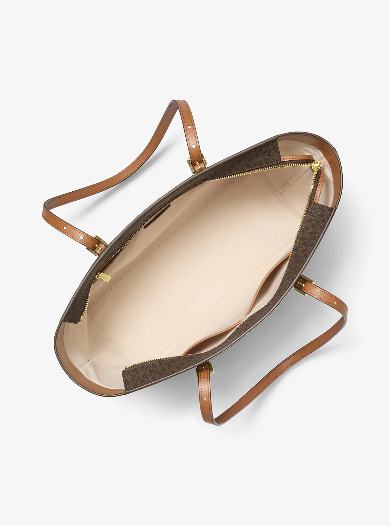 Michael Kors Draagtas Quinn van canvas met kenmerkend logo en leer, groot New