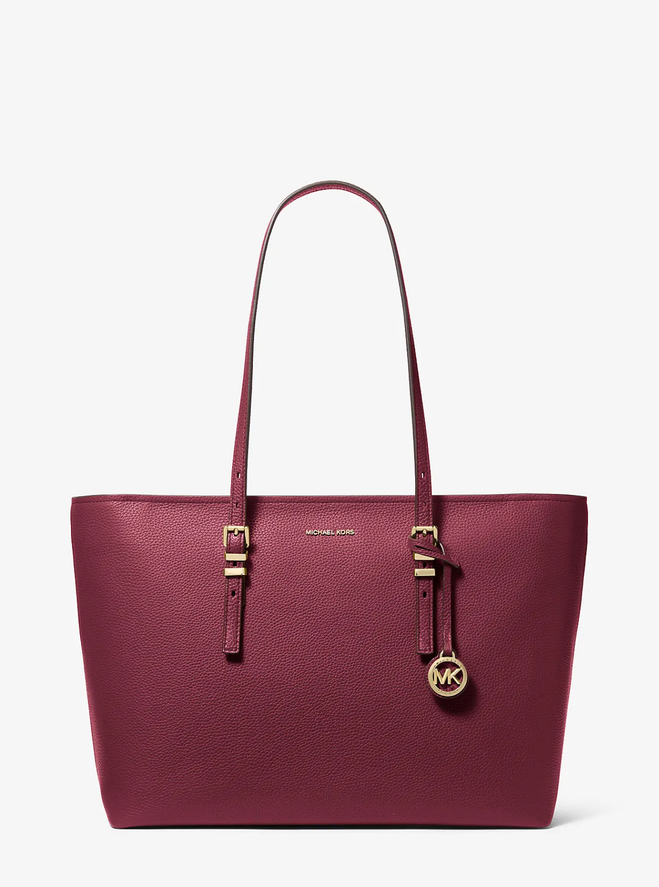 Michael Kors Draagtas Quinn van getrommeld leer, groot MOERBEI Hot