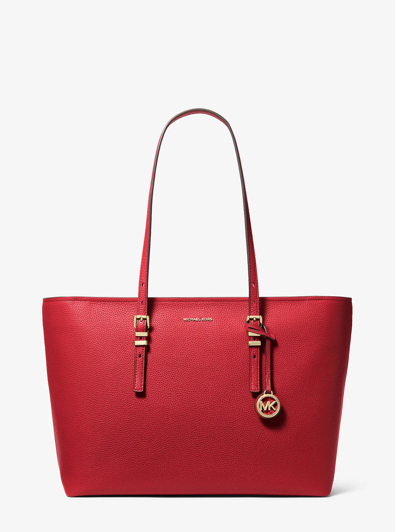 Michael Kors Draagtas Quinn van getrommeld leer, groot KARMOZIJNROOD Discount