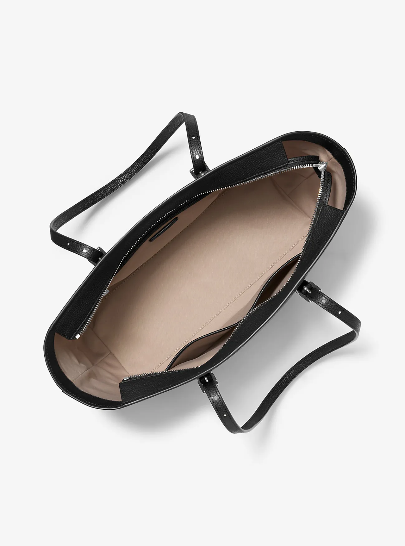 Michael Kors Draagtas Quinn van getrommeld leer, groot ZWART Sale
