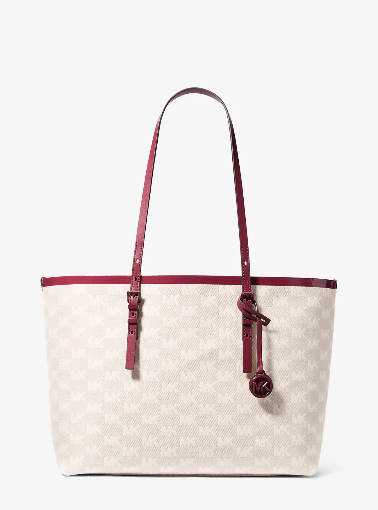 Michael Kors Draagtas Quinn van jacquard met logo en tasje, groot MOERBEI Discount