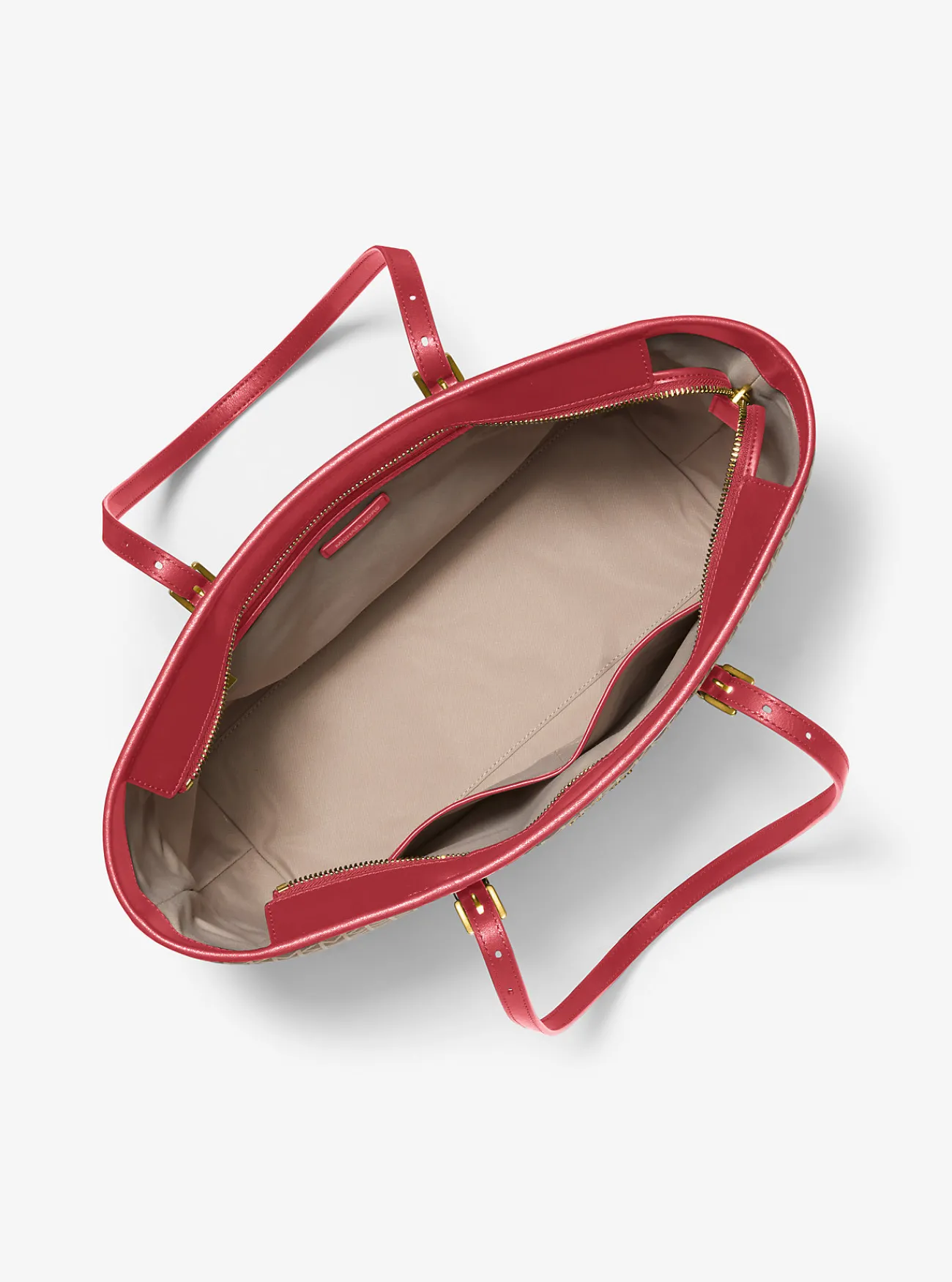Michael Kors Draagtas Quinn van MK2000-jacquard met logo, groot KARMOZIJNROODMULTI Outlet
