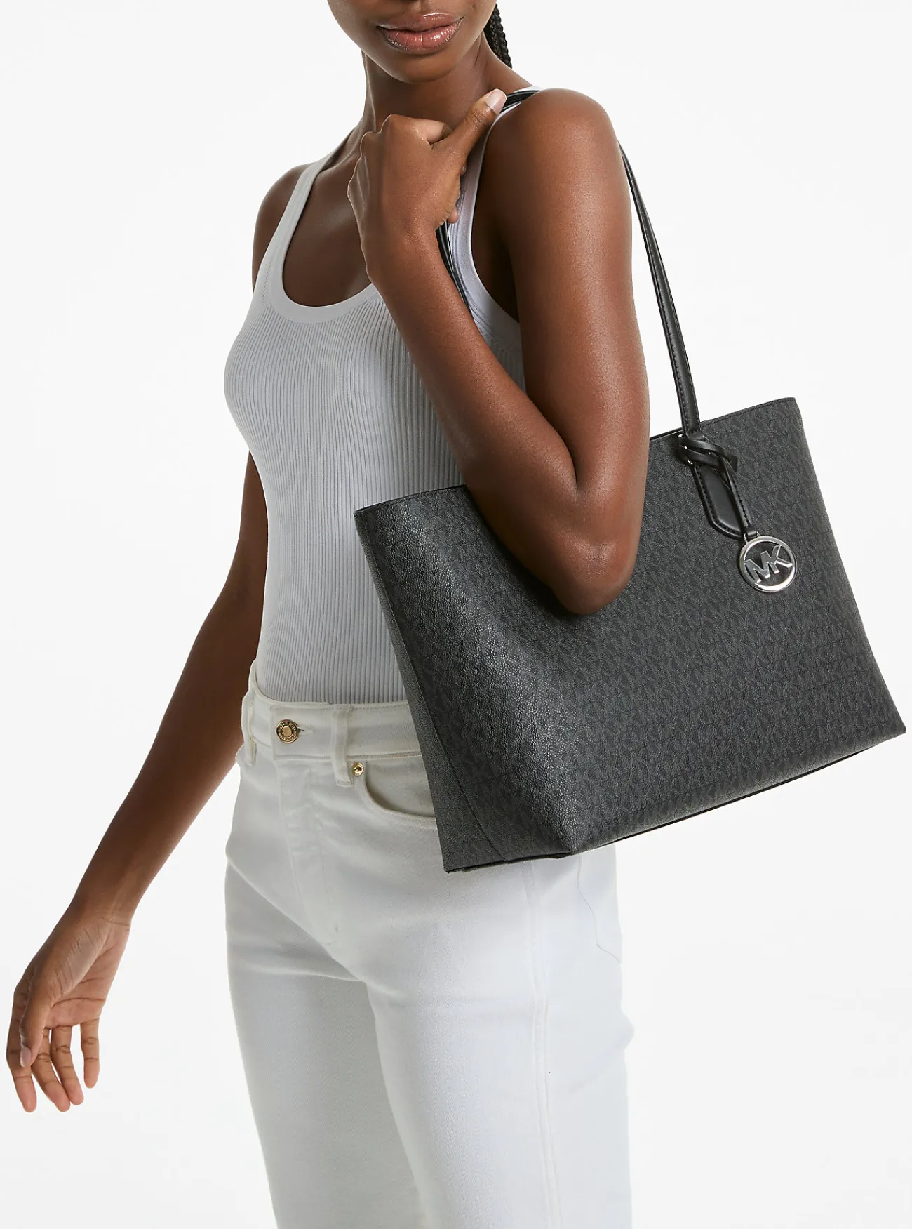 Michael Kors Draagtas Sheila met kenmerkend logo, groot ZWART Sale