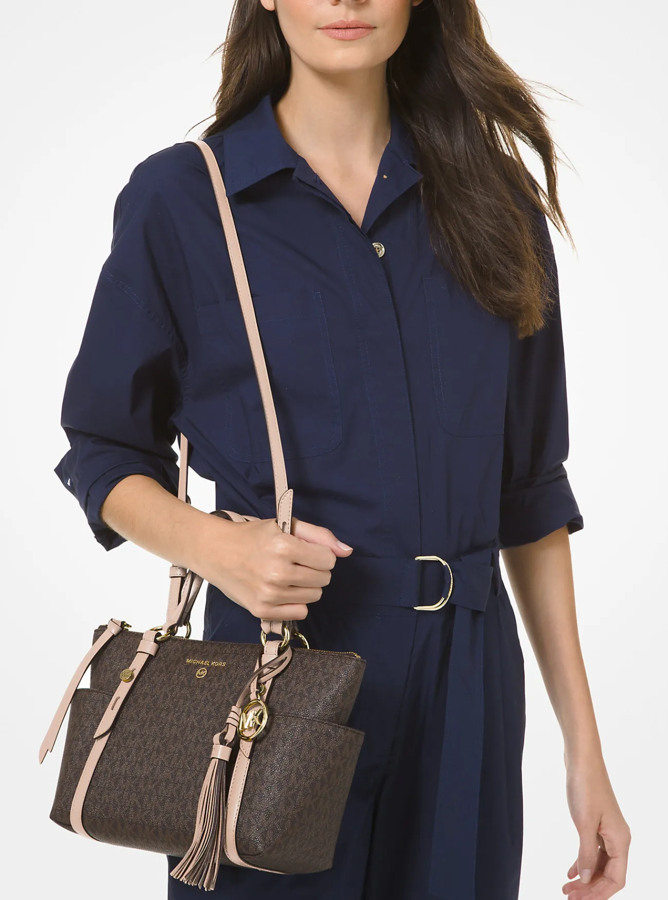 Michael Kors Draagtas Sullivan met rits aan de bovenkant en logo, klein Sale