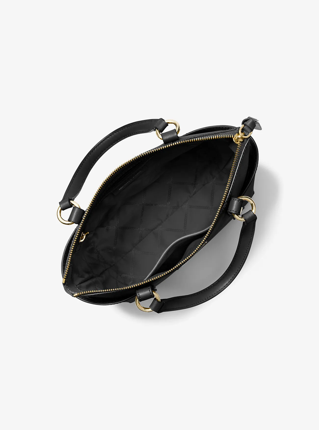 Michael Kors Draagtas Sullivan van saffianoleer met rits aan de bovenkant, klein ZWART Discount