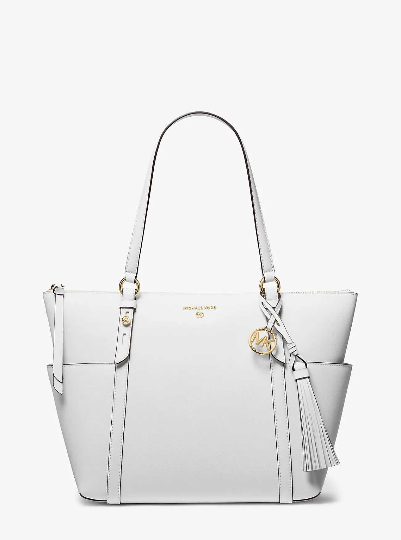 Michael Kors Draagtas Sullivan van saffianoleer met rits aan de bovenkant, groot OPTISCHWIT Fashion