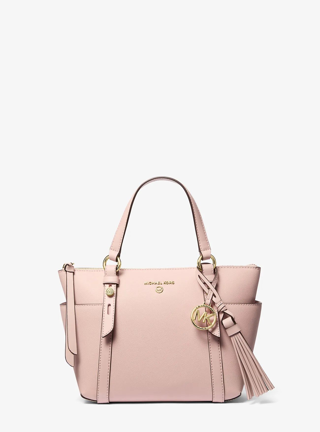 Michael Kors Draagtas Sullivan van saffianoleer met rits aan de bovenkant, klein ZACHTROZE Outlet