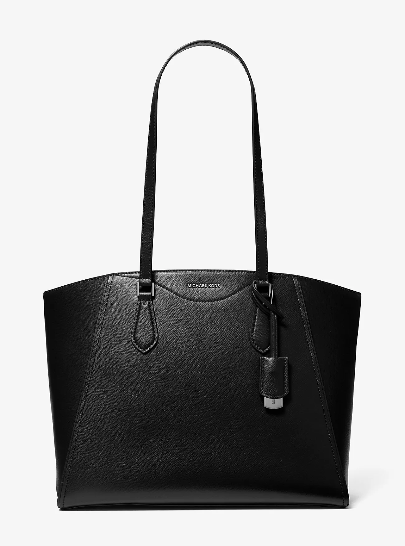 Michael Kors Draagtas Taryn van leer, groot ZWART Outlet