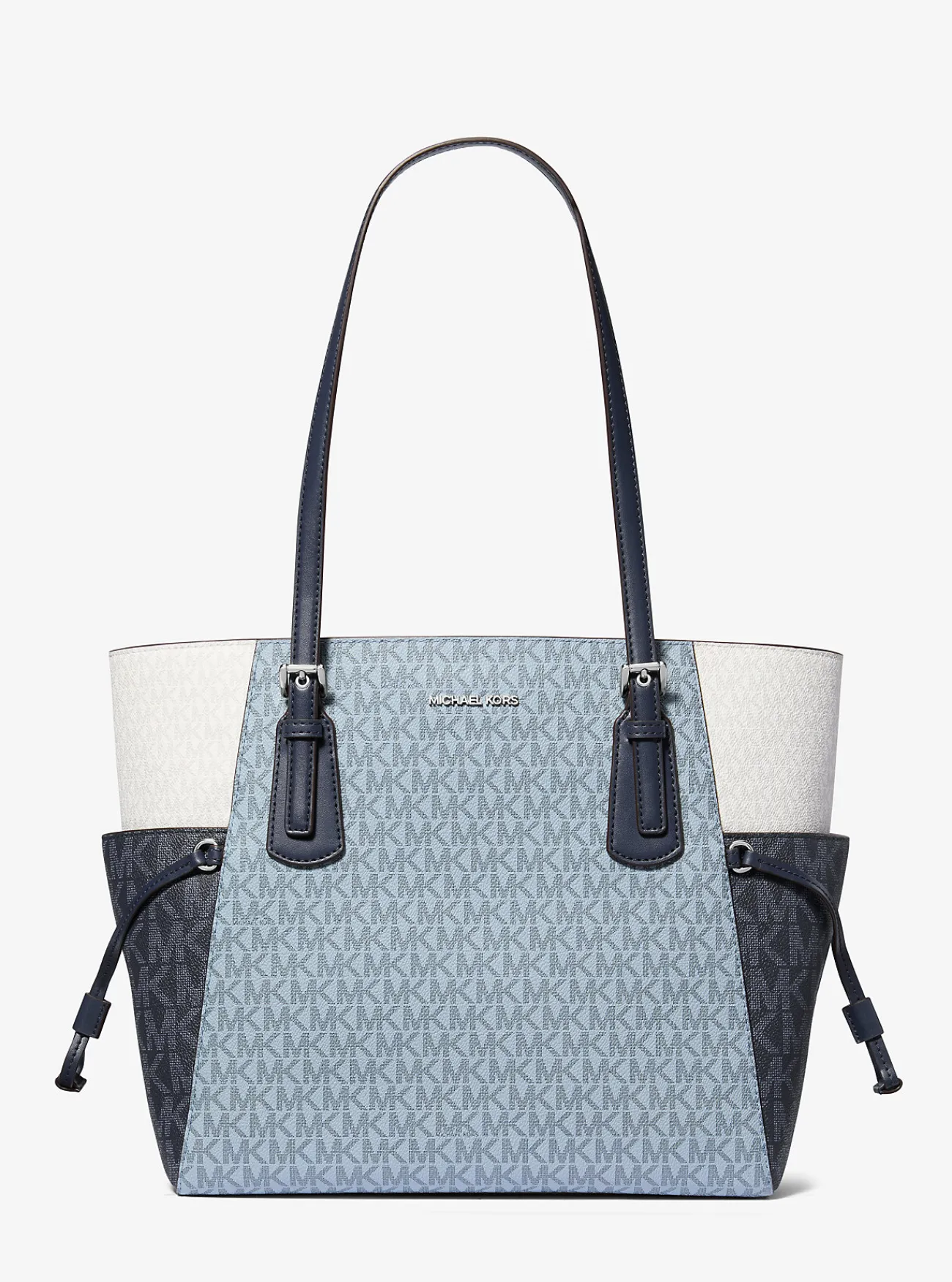 Michael Kors Draagtas Voyager met kleurvlakken en kenmerkend logo, groot ADMIRAALBLAUWMULTI Best