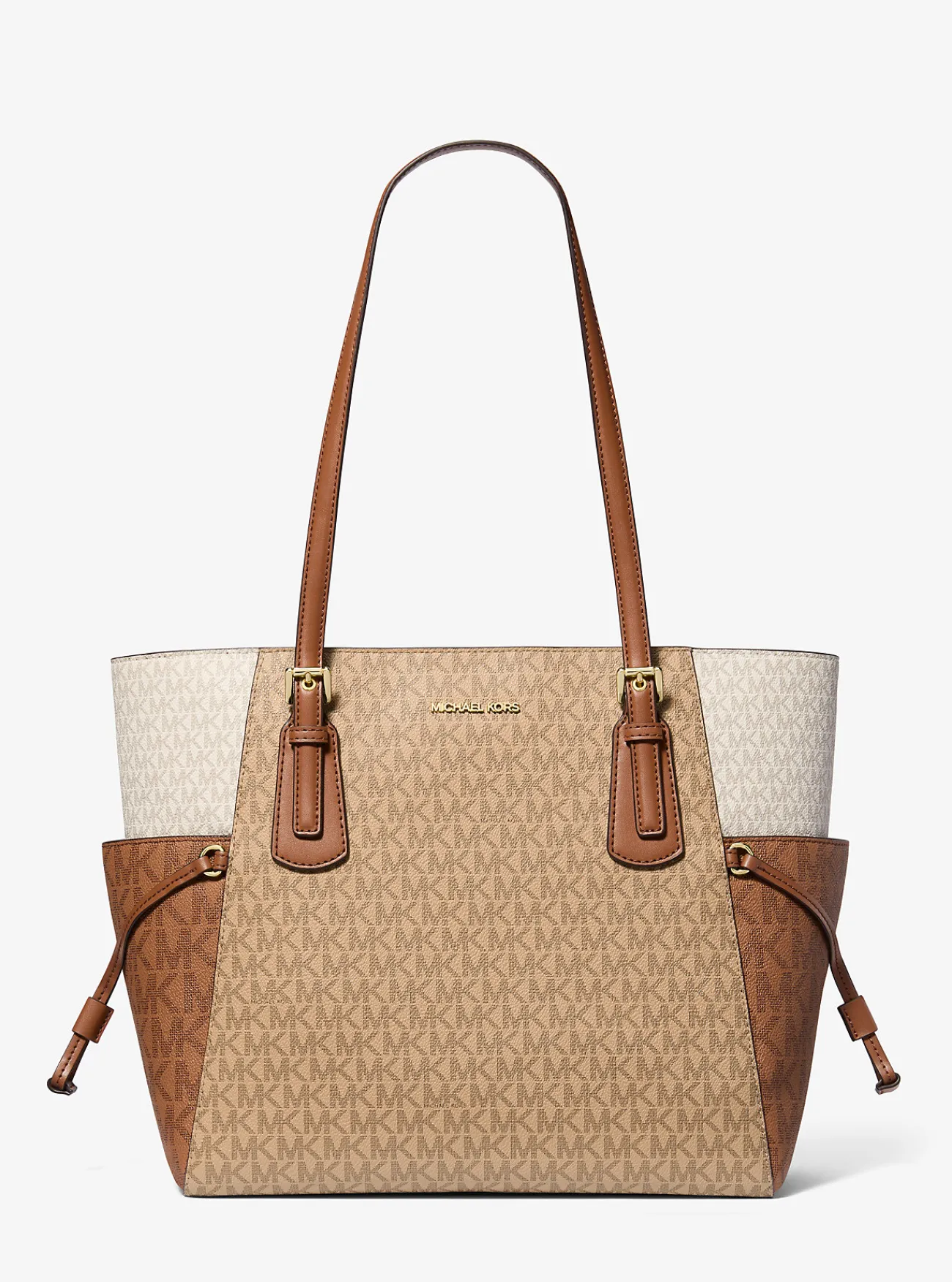 Michael Kors Draagtas Voyager met kleurvlakken en kenmerkend logo, groot CAMELMULTI Best