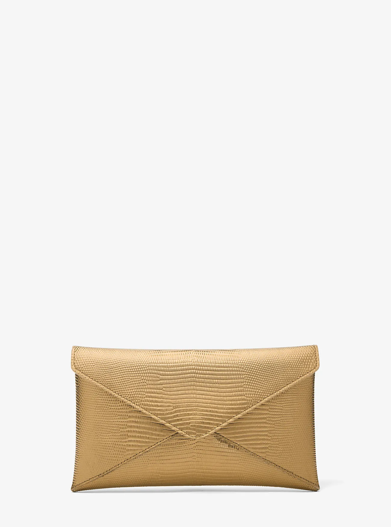 Michael Kors Envelopclutch Mia van metallic leer met hagedissenprint in reli&euml;f GOUD New