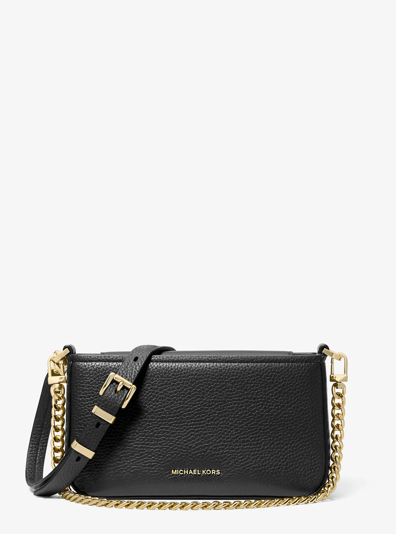 Michael Kors Enveloptas Bryant van getrommeld leer, aanpasbaar en klein ZWART Outlet