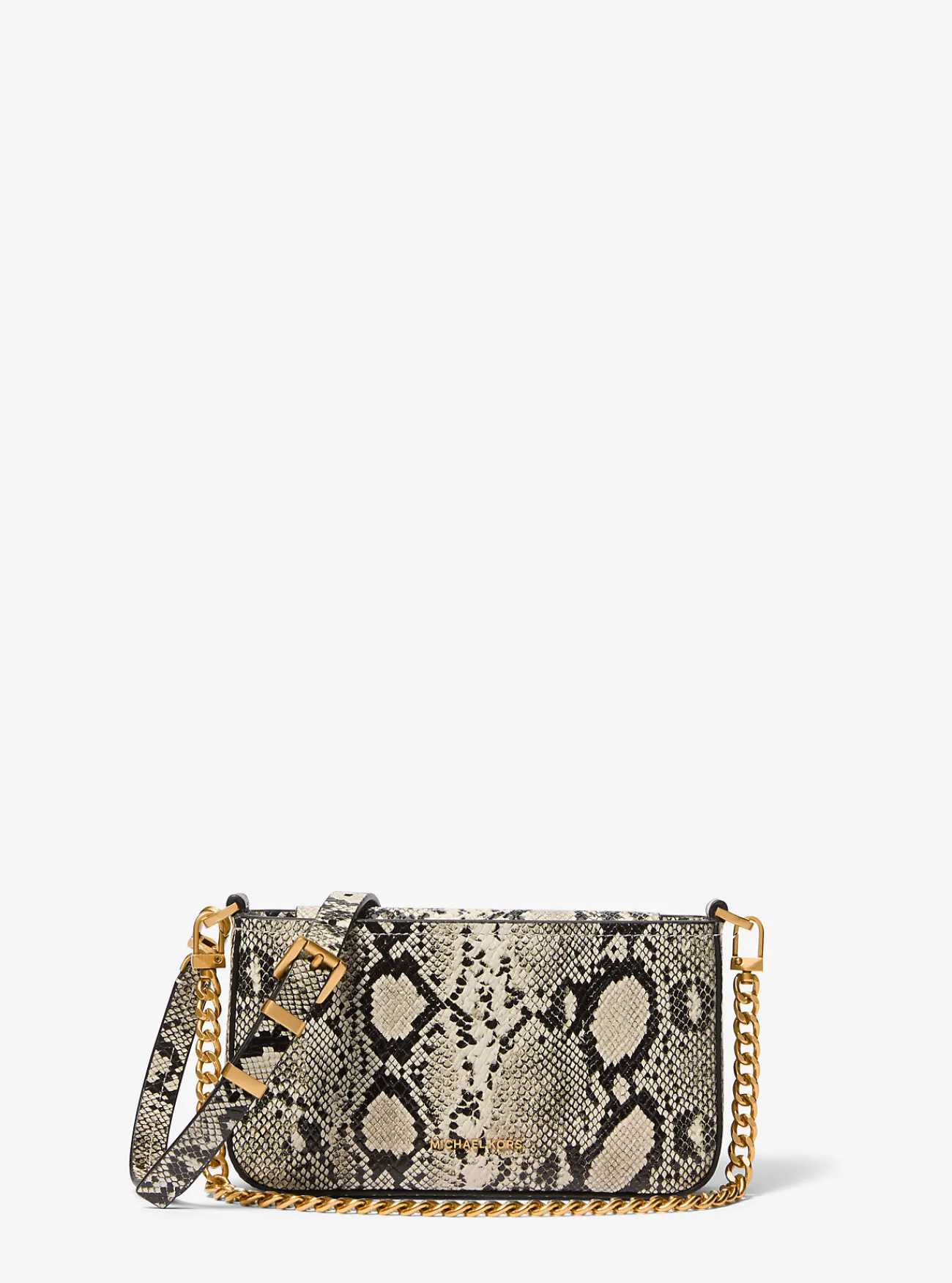 Michael Kors Enveloptas Bryant van leer met slangenprint in reliëf, aanpasbaar en klein NATUREL Hot