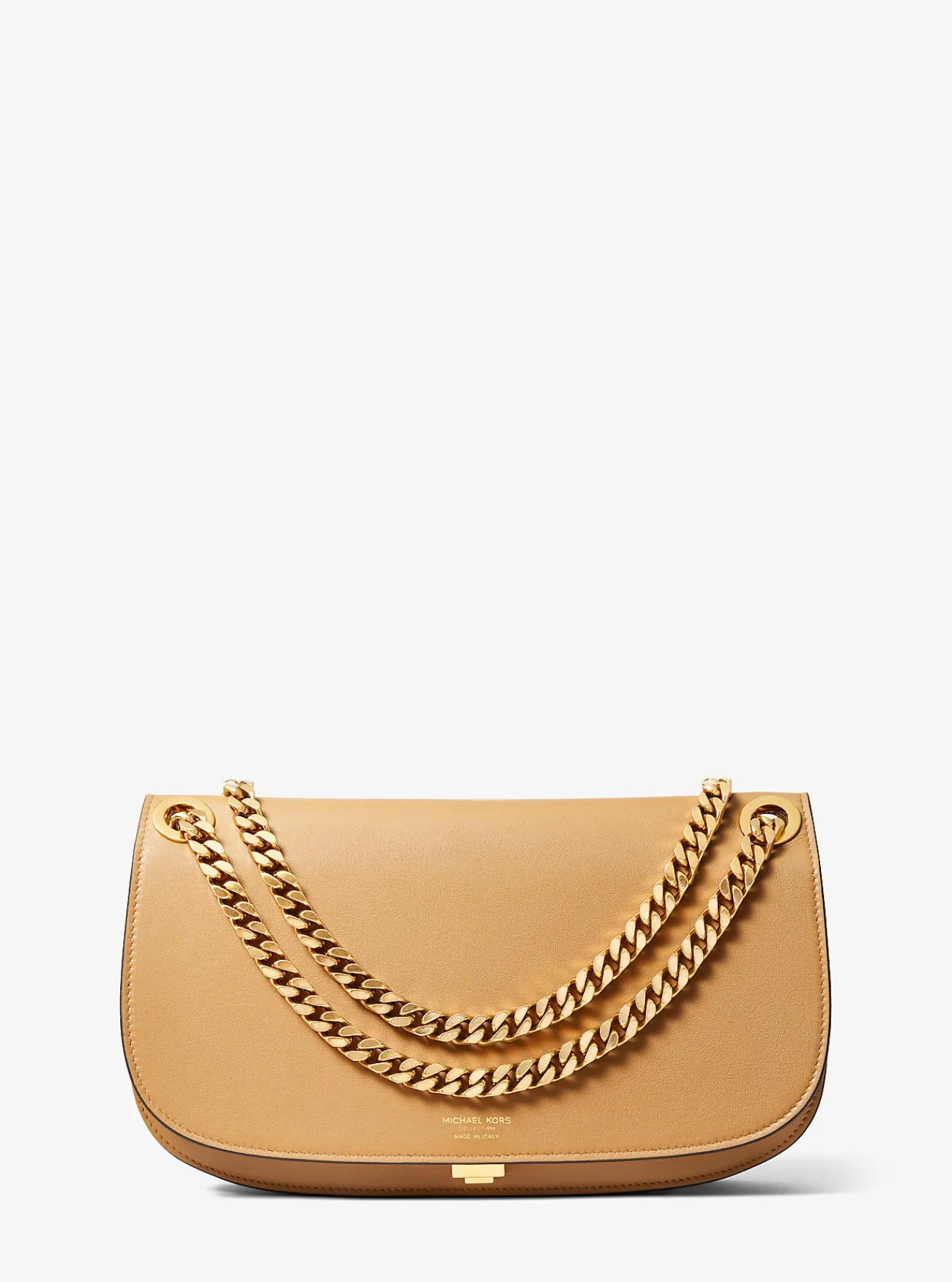 Michael Kors Enveloptas Christie van leer, middelgroot CAMEL Outlet