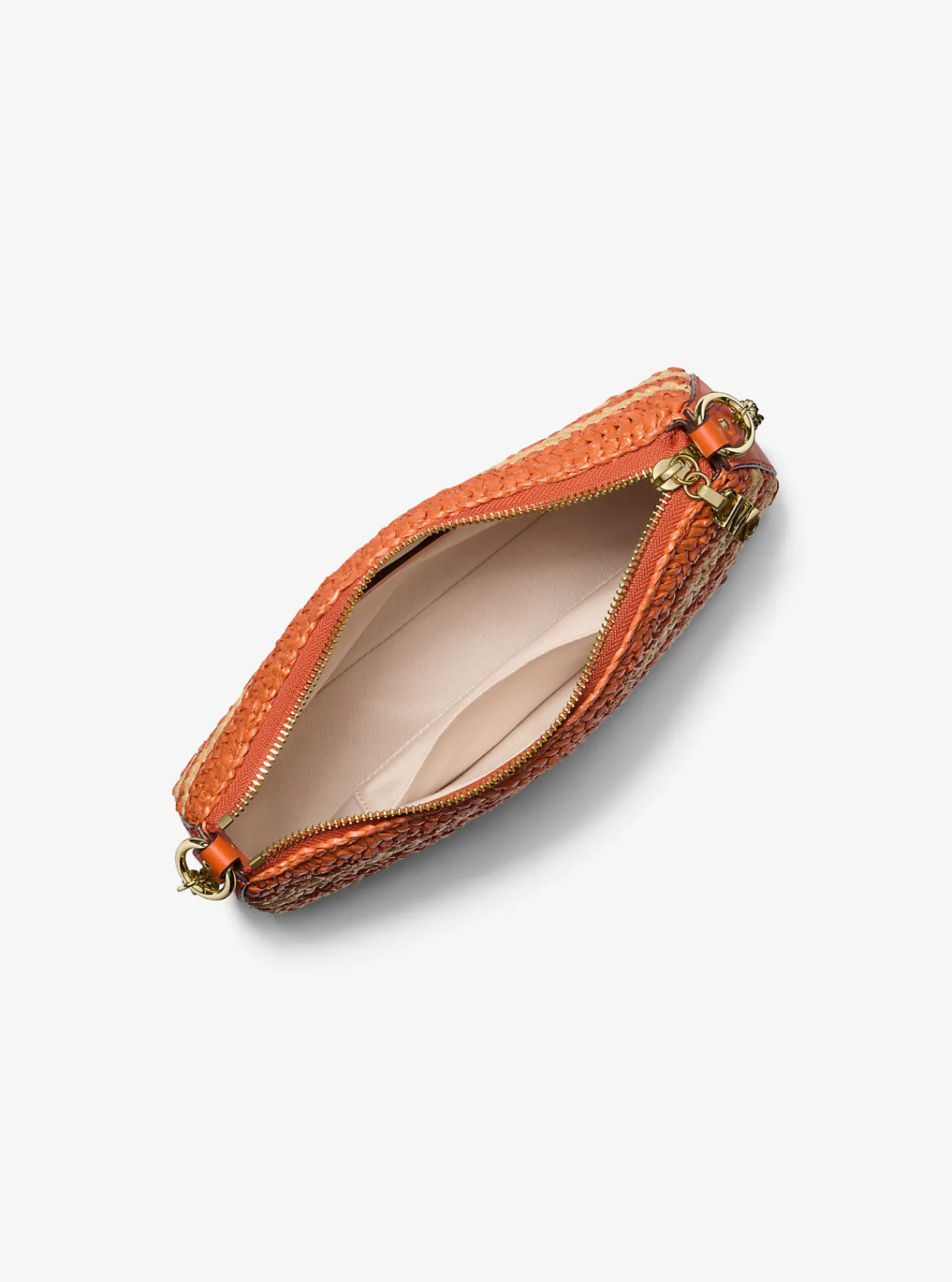Michael Kors Enveloptas Empire van handgehaakt stro met schakels, middelgroot ORANJEPUNCH Online