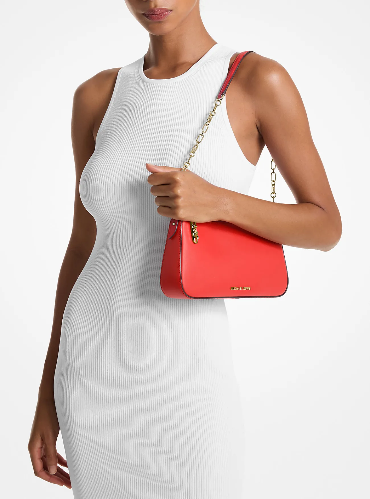 Michael Kors Enveloptas Empire van leer met schakels, middelgroot GEBRANDSIENNA Best