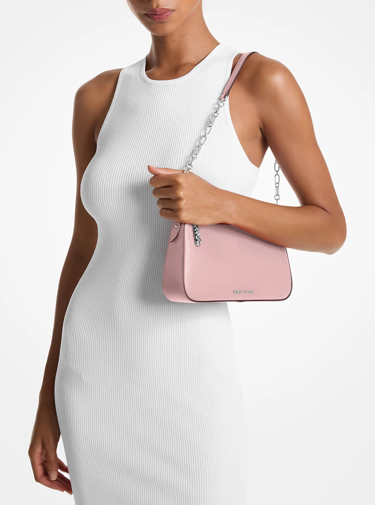 Michael Kors Enveloptas Empire van leer met schakels, middelgroot ZACHTROZE Outlet