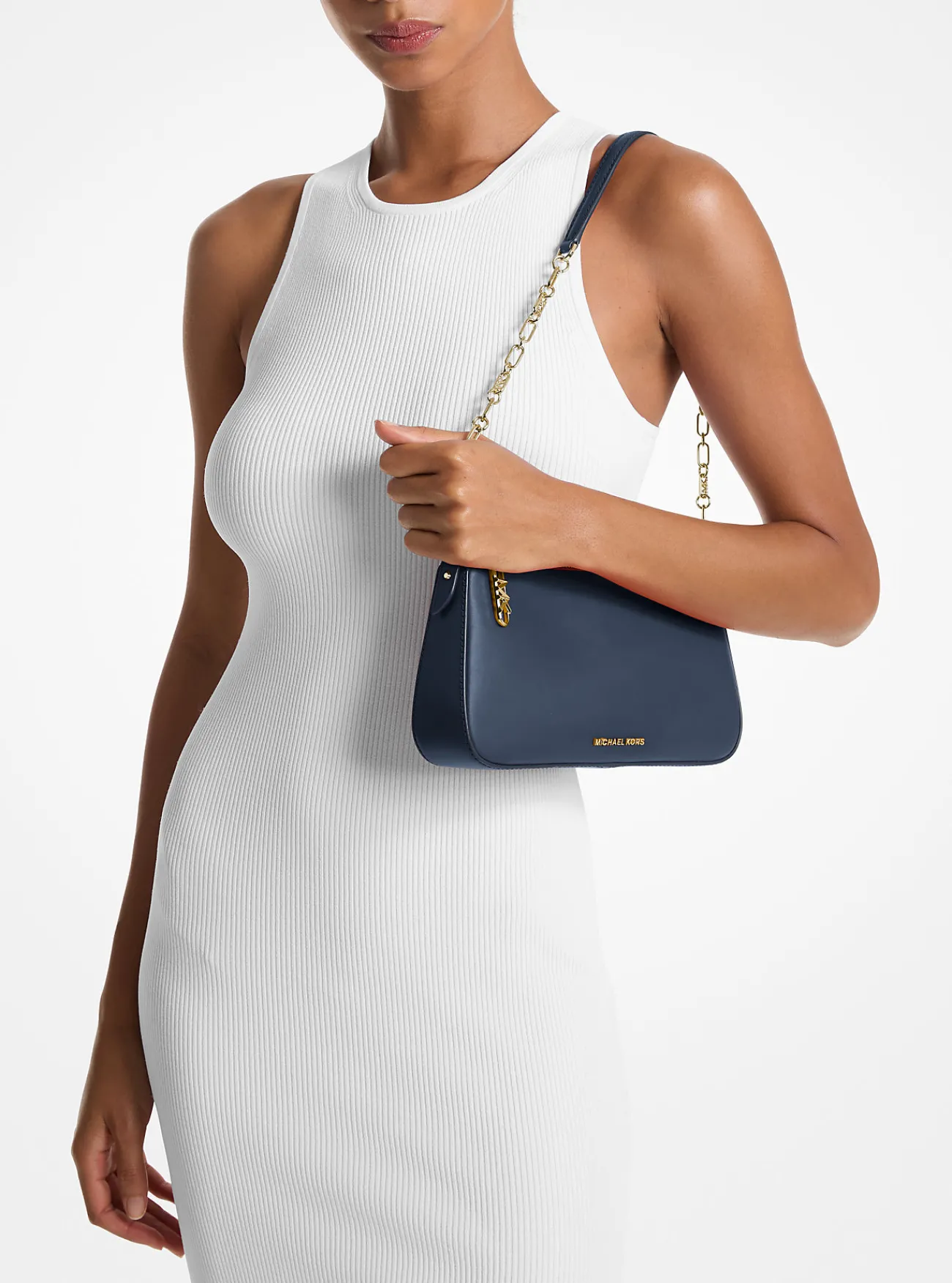 Michael Kors Enveloptas Empire van leer met schakels, middelgroot MARINEBLAUW Discount