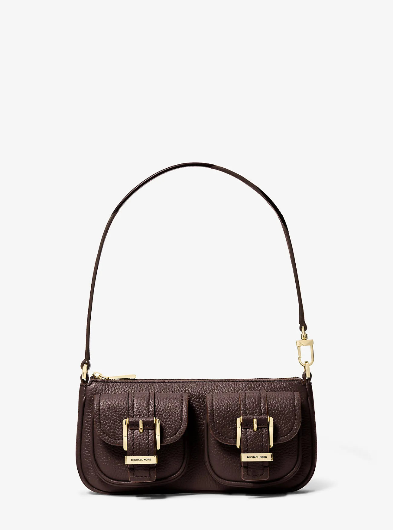 Michael Kors Enveloptas Zoe van getrommeld leer, klein CHOCOLADE Outlet