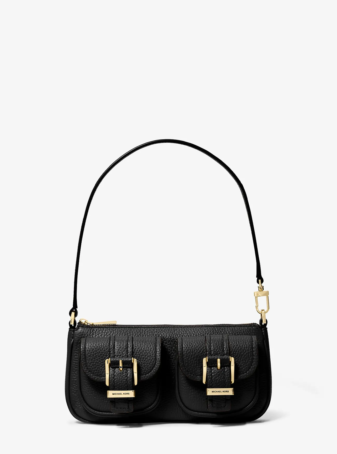Michael Kors Enveloptas Zoe van getrommeld leer, klein ZWART Hot