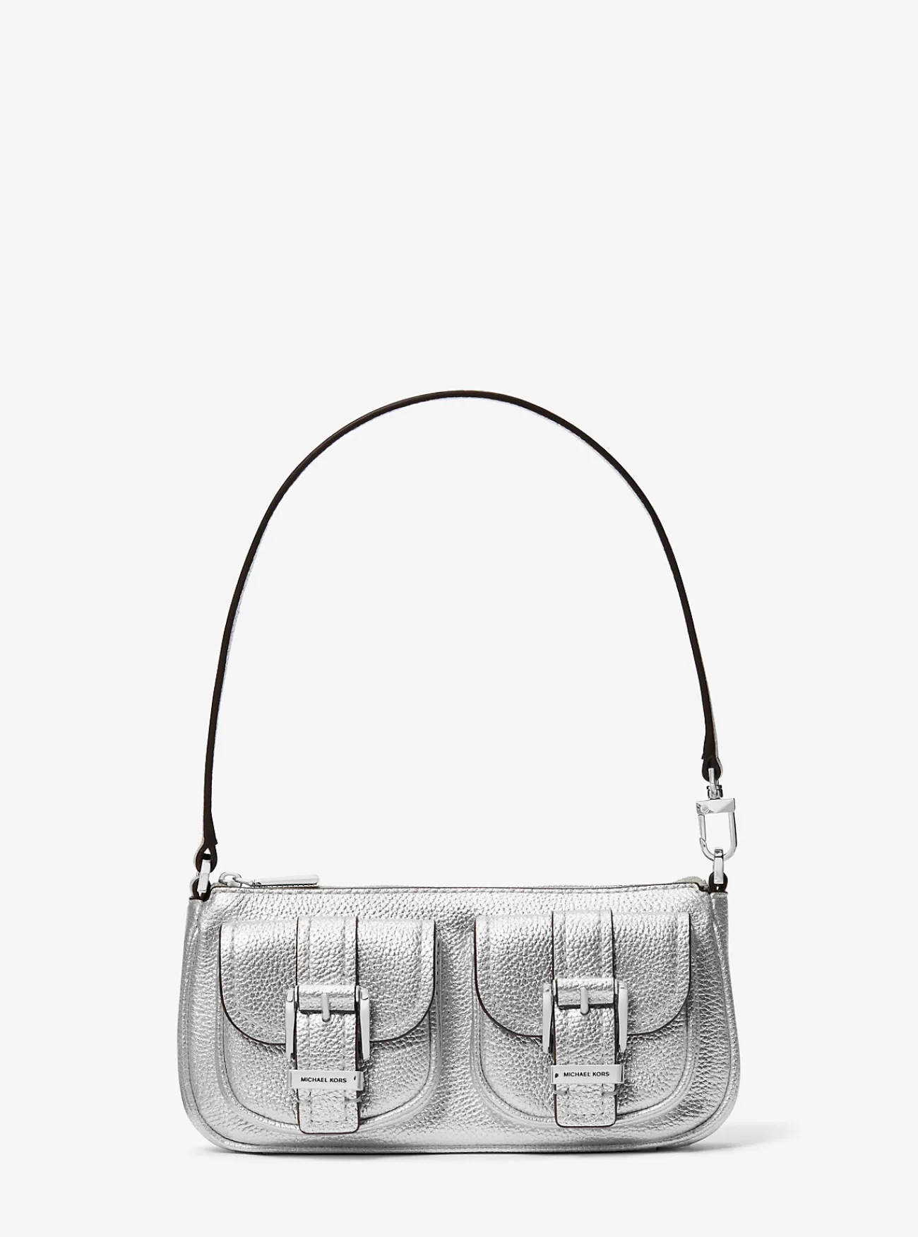 Michael Kors Enveloptas Zoe van metallic leer, klein ZILVER Best