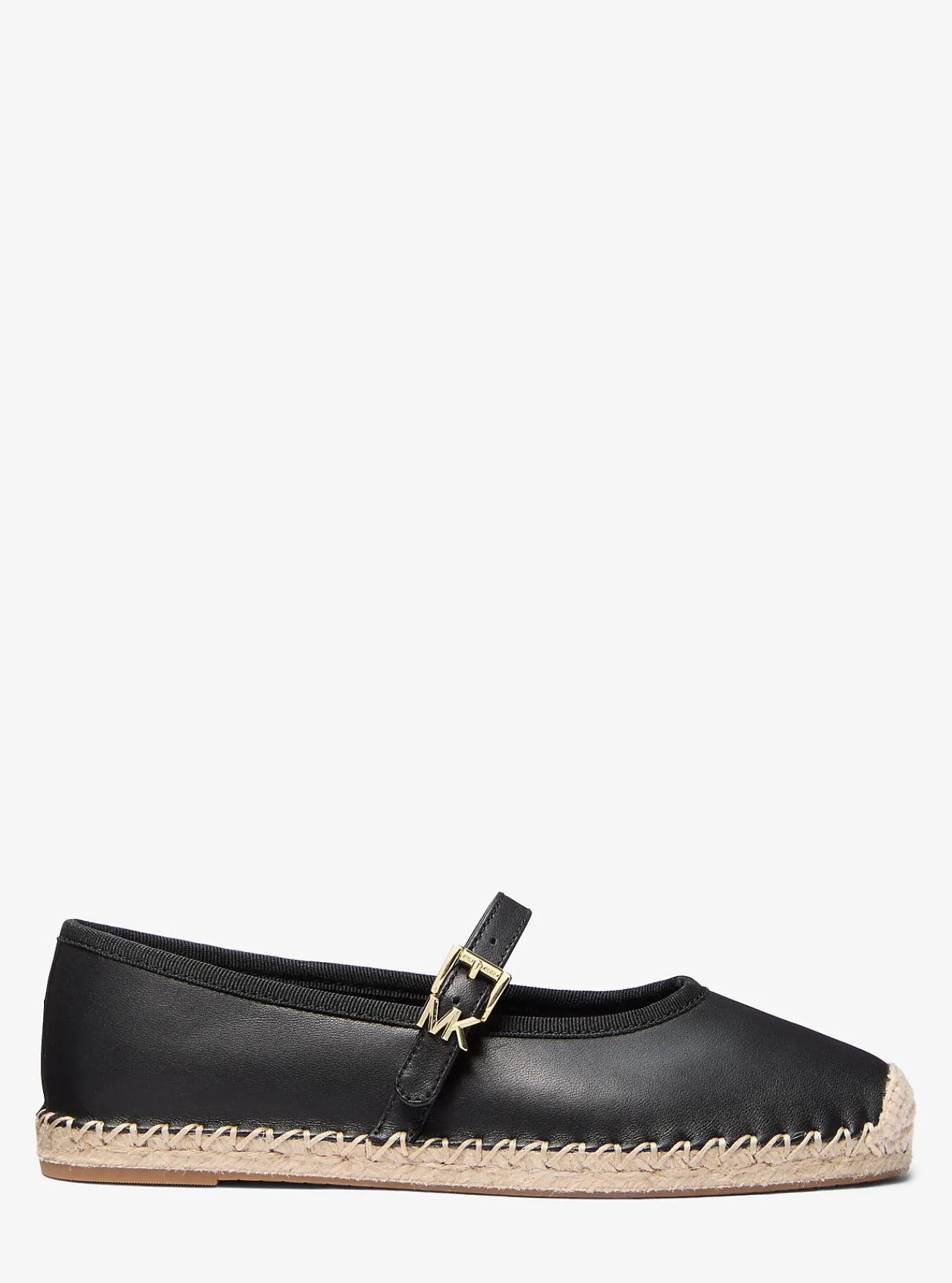 Michael Kors Espadrille Lynn van leer in ballerinastijl ZWART Clearance