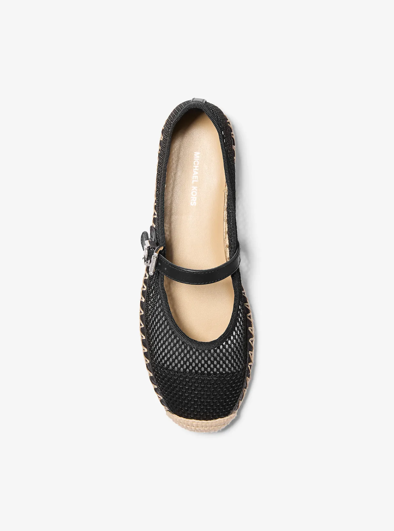 Michael Kors Espadrille Lynn van mesh in ballerinastijl ZWART Discount