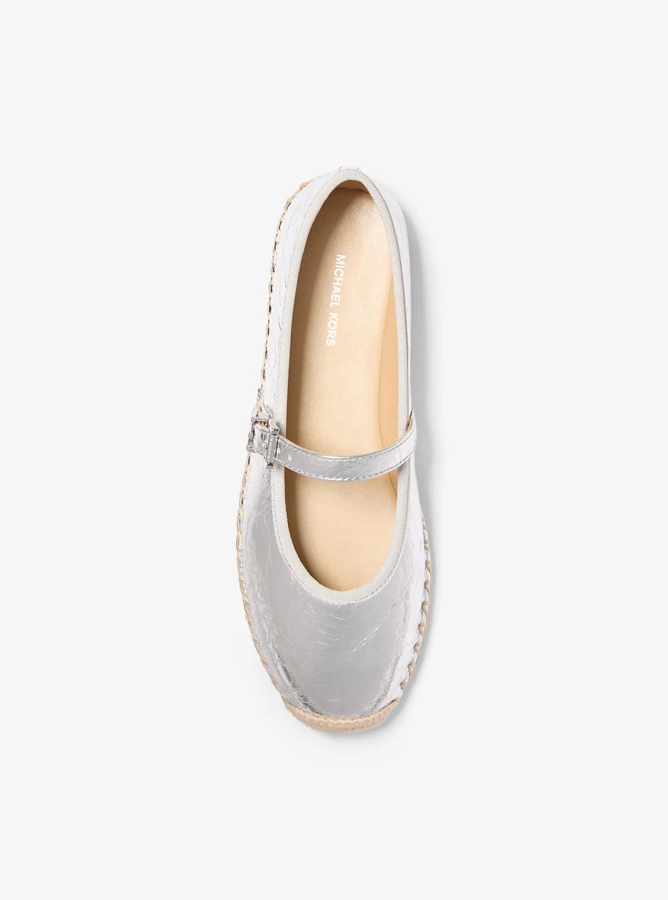 Michael Kors Espadrille Lynn van metallic leer in ballerinastijl ZILVER Online