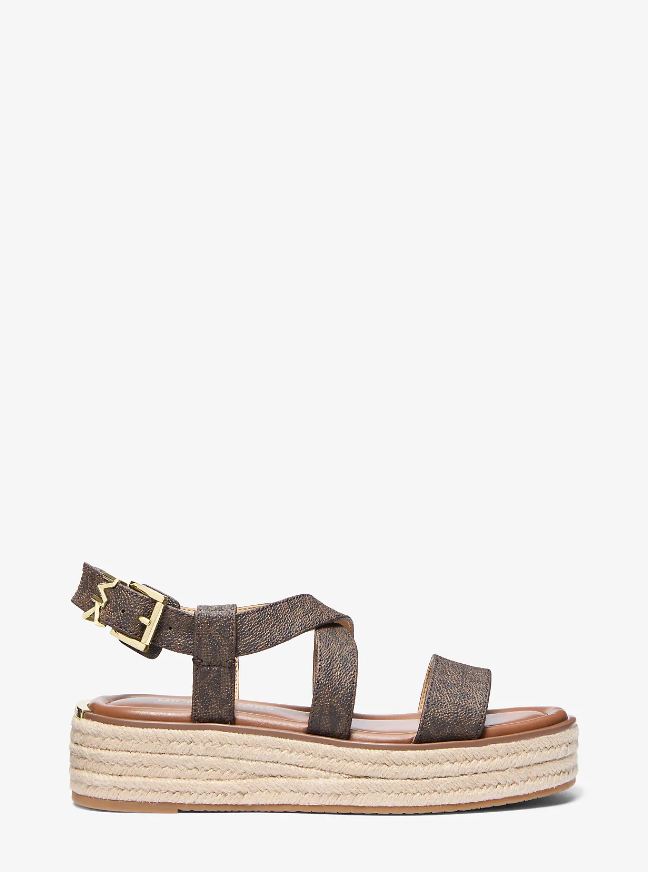 Michael Kors Espadrille-sandaal Lynn met plateauzool en kenmerkend logo BRUIN Hot