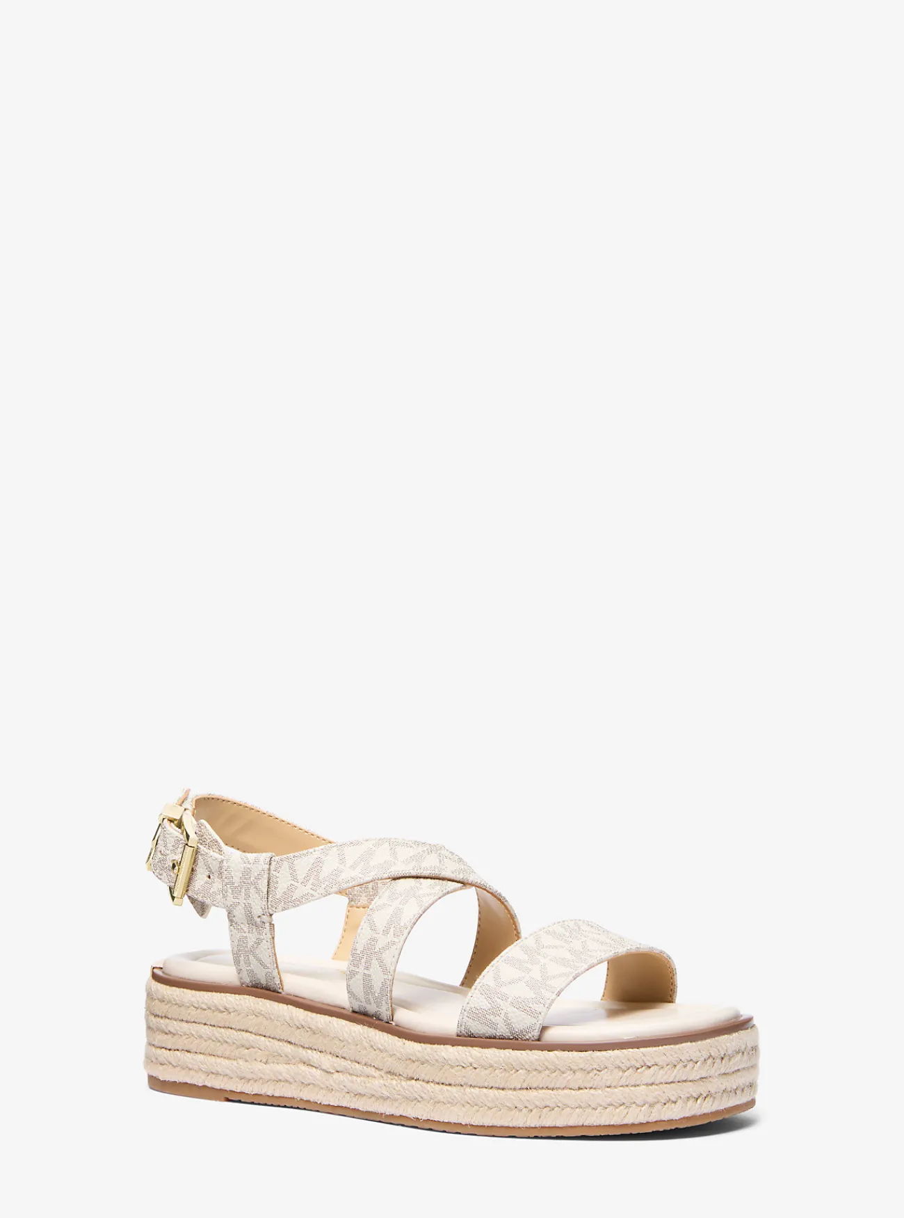 Michael Kors Espadrille-sandaal Lynn met plateauzool en kenmerkend logo VANILLE Outlet
